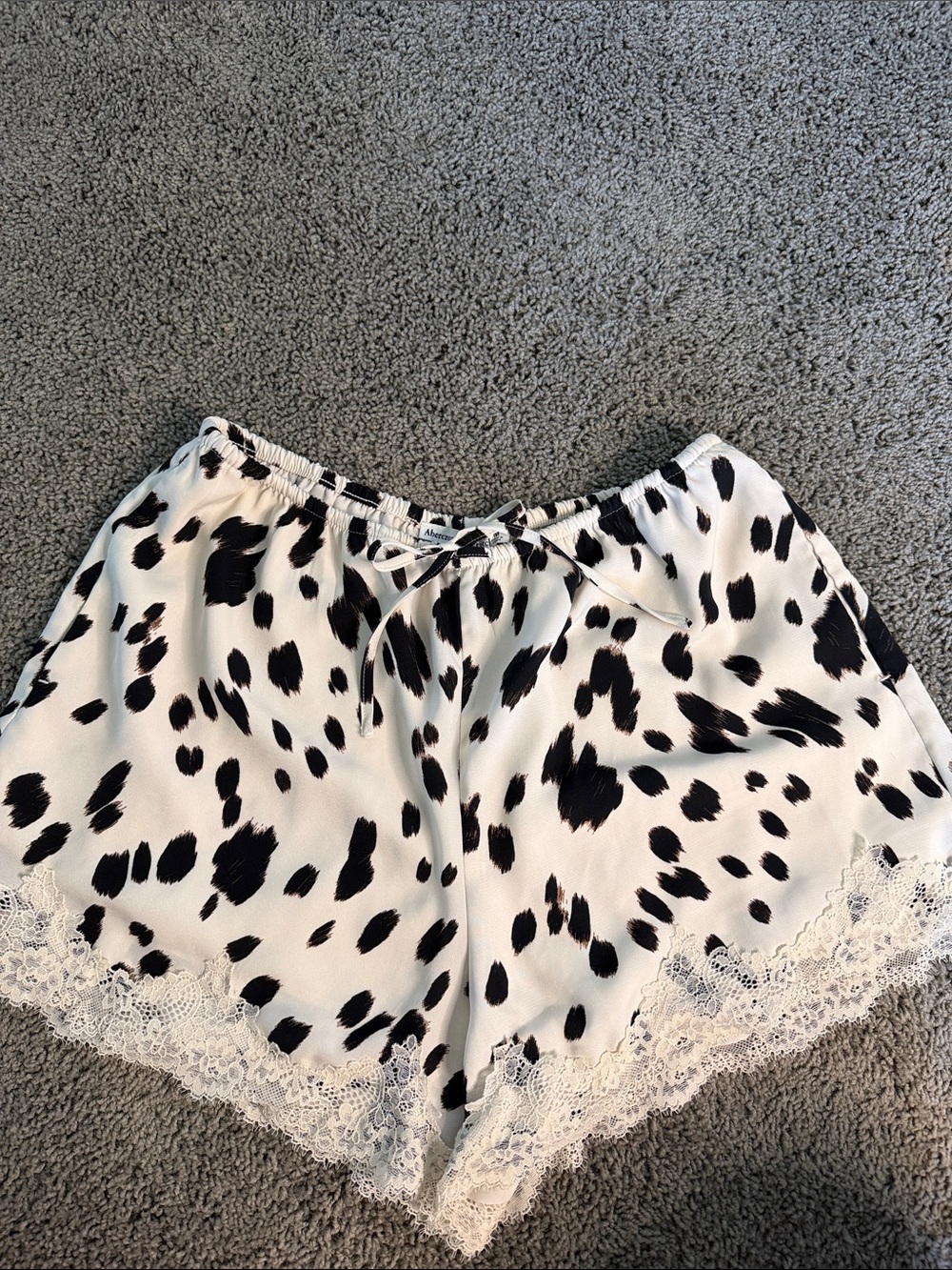 Abercrombie & Fitch | Lace Trim Cream and Black Animal Print Shorts